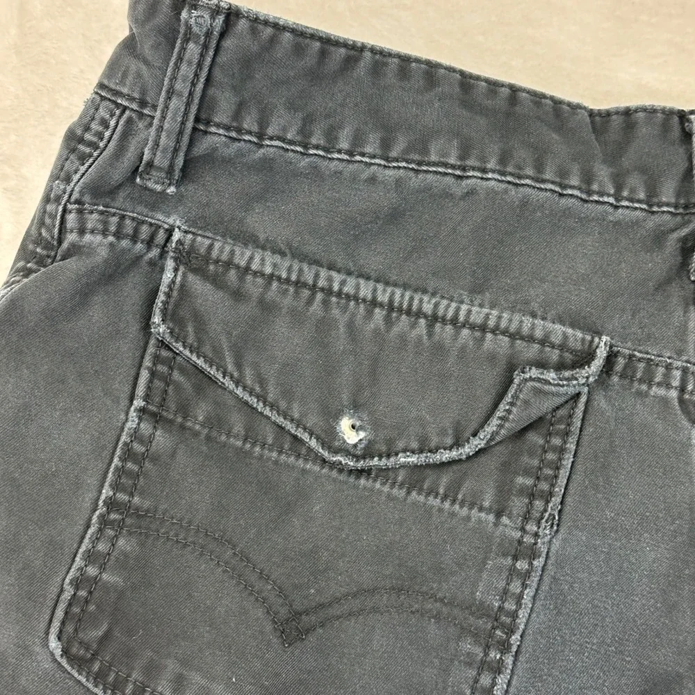 Levi's Cargo Shorts Mens 30 Black Utility Relaxed Fit Cotton Workwear Distressed